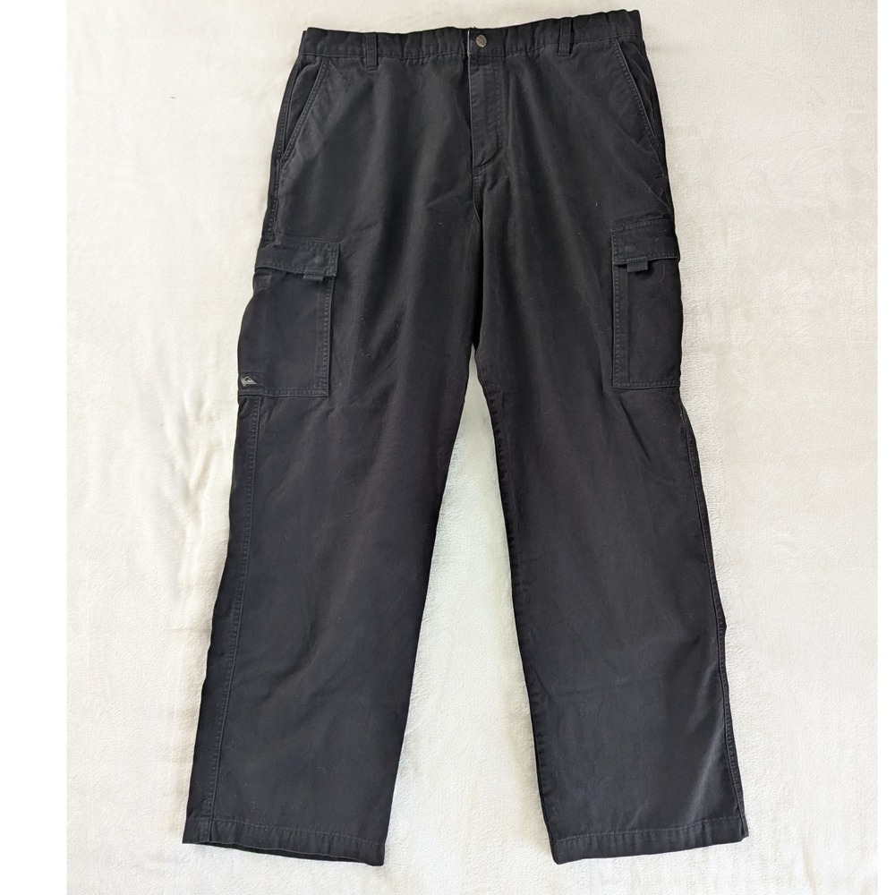 VTG Y2K Quiksilver Charcoal‎ Cargo Pants Mens Size 40 Baggy Wide Leg Relaxed Fit